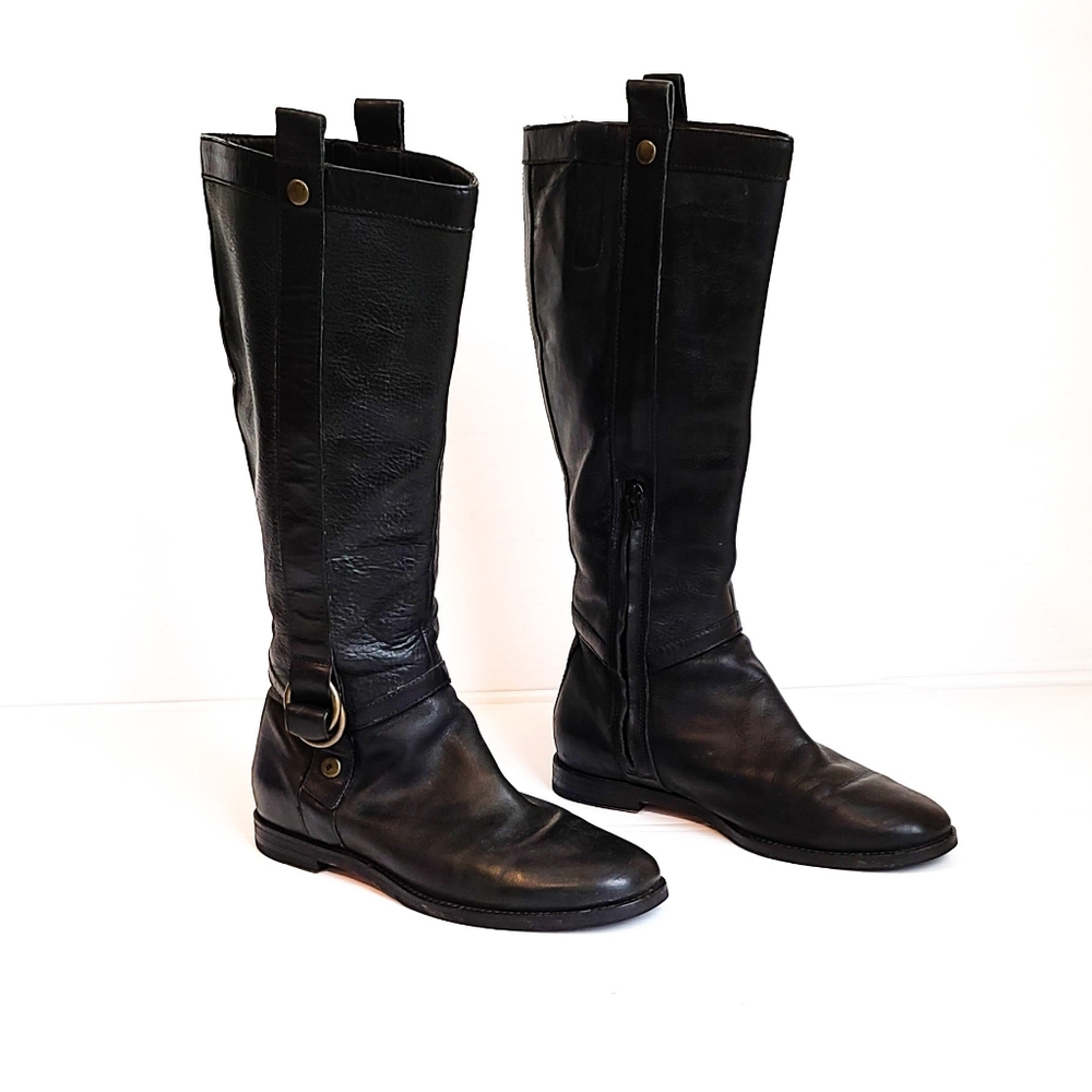Cole Haan BLACK Knee High LEATHER Riding Boots